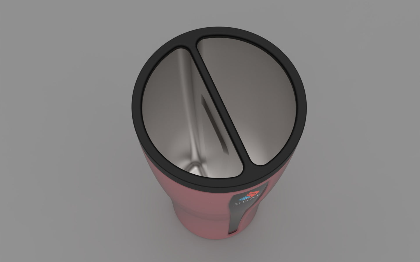 Pink Dual Thermos. Dual Tumbler in pink, featuring a sleek, two-chamber design for hot and cold beverages. Double sided water bottle. Reusable water bottle. Dual cup.