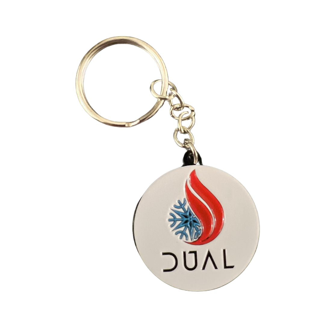 Keychain featuring Dual logo. Stocking stuffers. Gift ideas