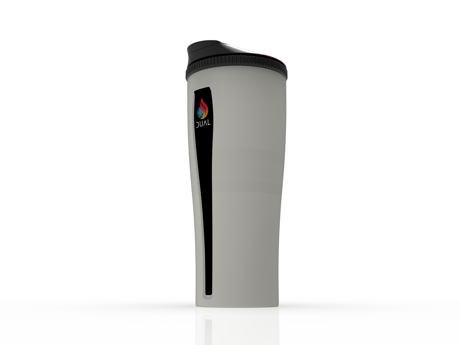 white Dual Thermos. Dual Tumbler in white, featuring a sleek, two-chamber design for hot and cold beverages. Double sided water bottle. Reusable water bottle. Dual cup.